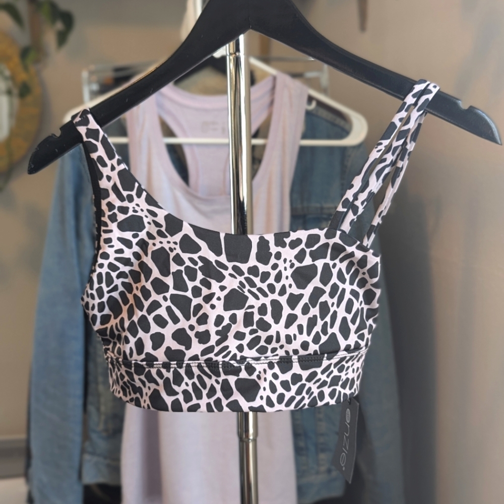 NWT Onzie Flo Ride Bra in Rose Giraffe - Activewear, Workout, Running Sports Bra